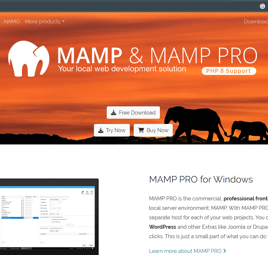 Image showing instructions on how to download the MAMP website